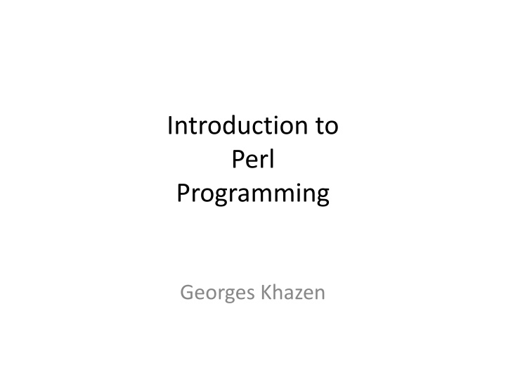 Introduction to Perl Programming: A Versatile Language