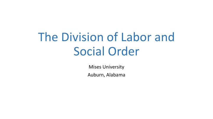 Social Order and Division of Labor