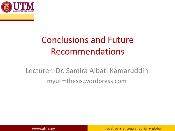 Conclusions and Future  Recommendations