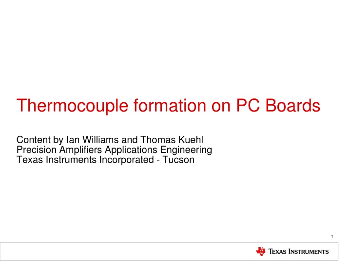 Thermocouple formation on PC Boards