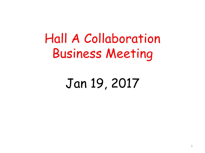 Collaboration Business Meeting Jan.19, 2017