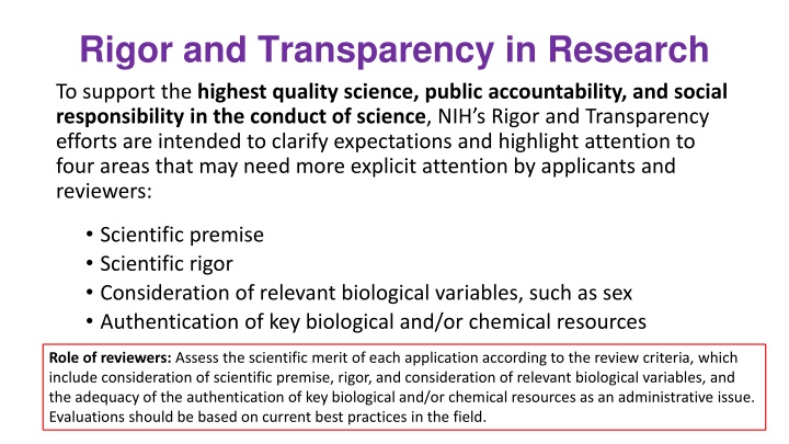 Rigor and Transparency in Research