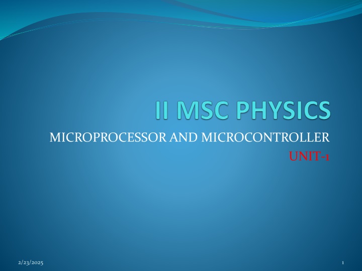 Introduction to Microprocessor and Microcontroller