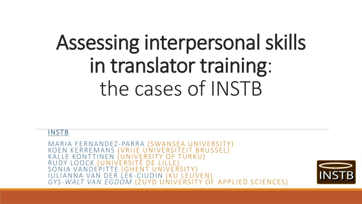 Assessing Interpersonal Skills in Translator Training at INSTB