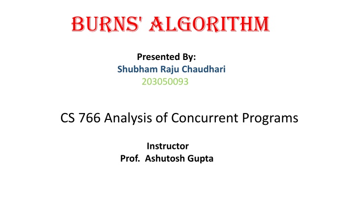 Analysis of Burns Algorithm for Concurrent Program Correctness