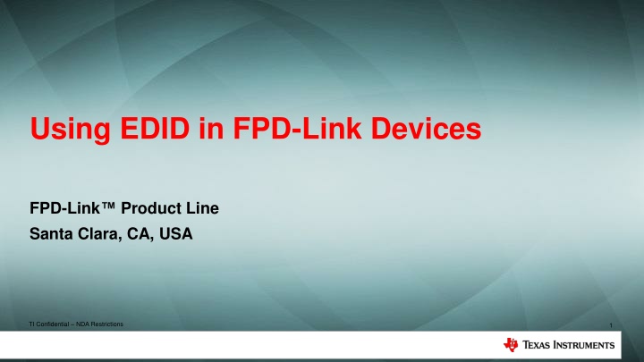 Using EDID in FPD-Link Devices
