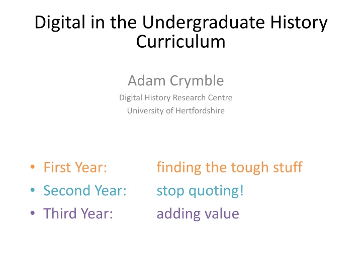 Digital Undergraduate History Curriculum - Adam Crymble