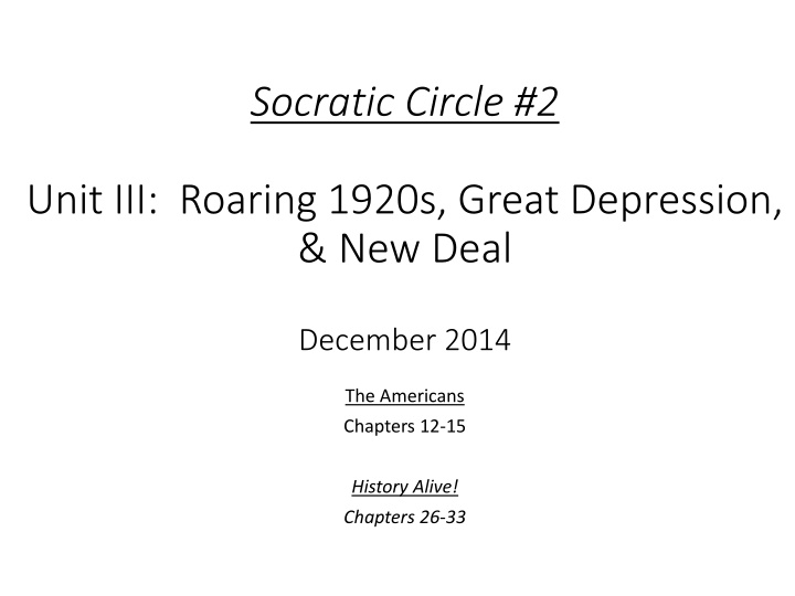 Roaring 1920s, Great Depression & New Deal Overview