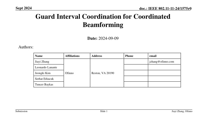 Guard Interval Coordination for Coordinated  Beamforming