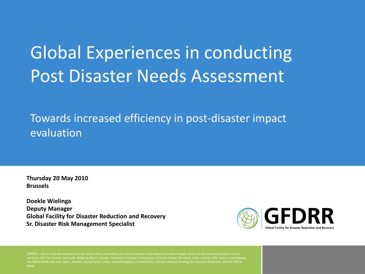 Global Experiences in Post-Disaster Needs Assessment for Enhanced Impact Evaluation