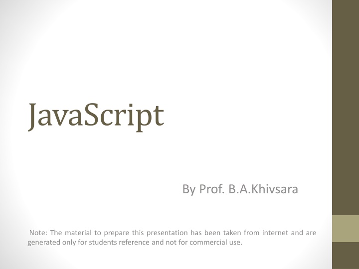 Introduction to JavaScript as a Front-end Scripting Language