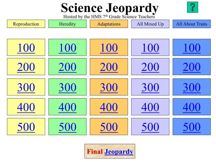 Science Jeopardy