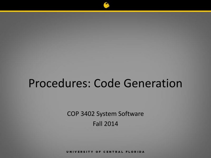 Procedures: Code Generation