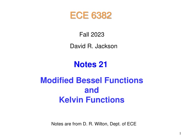 Modified Bessel Functions and Kelvin Functions Overview