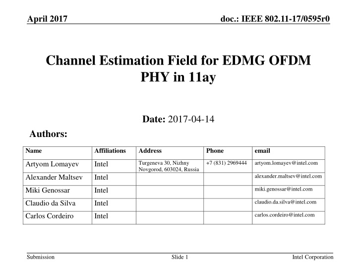 Channel Estimation Field for EDMG OFDM PHY in 11ay