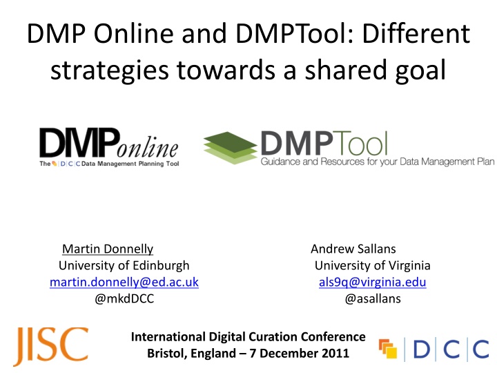 DMP Online and DMPTool Strategies