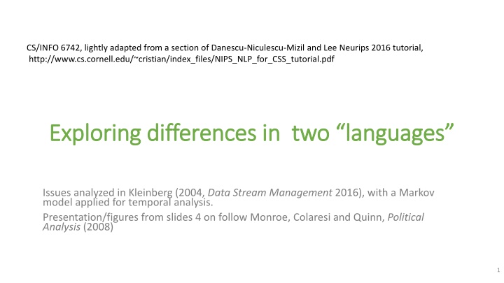 Analyzing Language Differences: A Markov Model Approach for Temporal Analysis