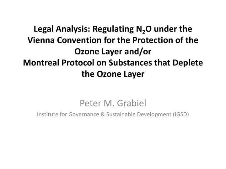 Regulating N2O under Vienna and Montreal Protocols