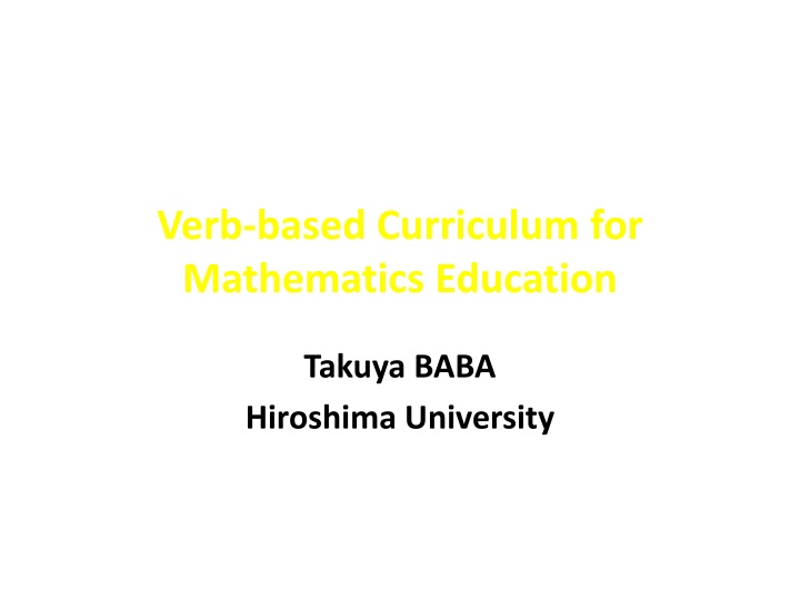 Verb-based Curriculum for Mathematics Education at Hiroshima University