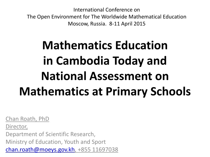Mathematics Education in Cambodia Today