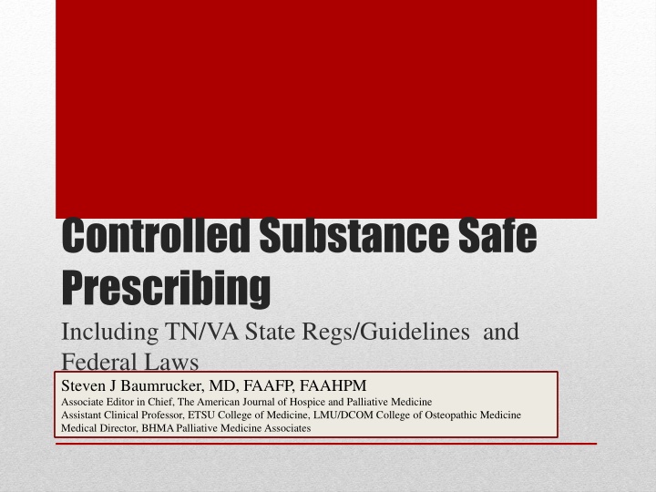 Controlled Substance Safe Prescribing and Timely Pain Treatment Guidelines