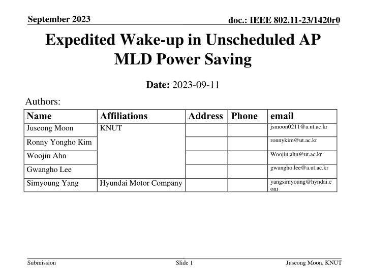 Expedited Wake-up in Unscheduled AP  MLD Power Saving