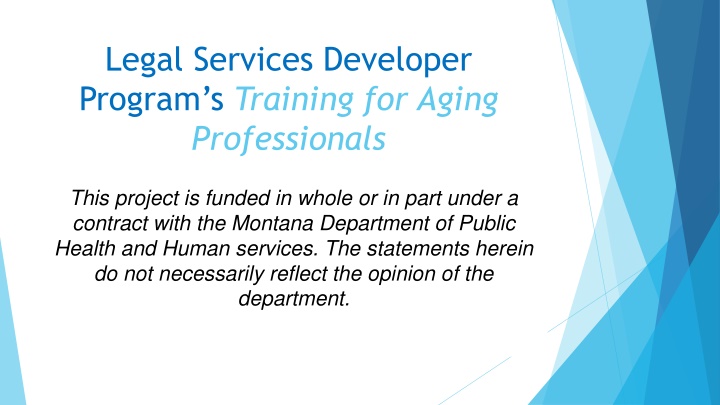 Legal Services Developer Program's Training for Aging Professionals