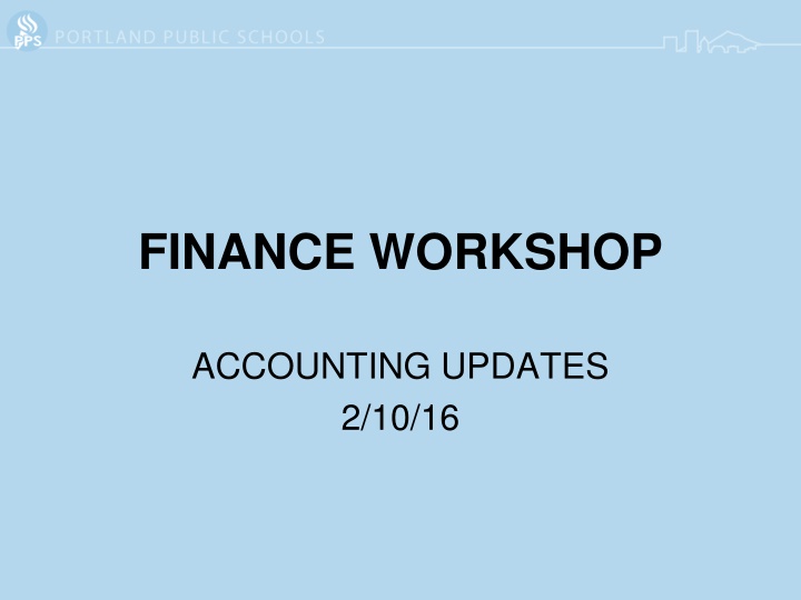 FINANCE WORKSHOP