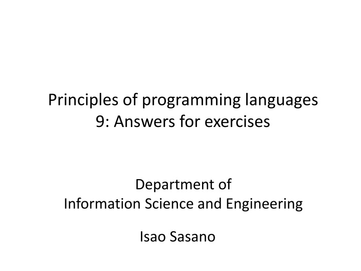 Principles of Programming Languages: Exercises Answers