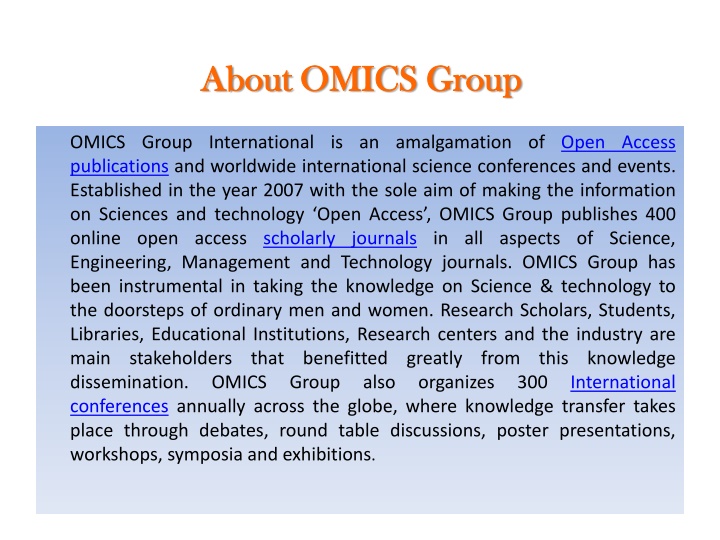 About OMICS Group