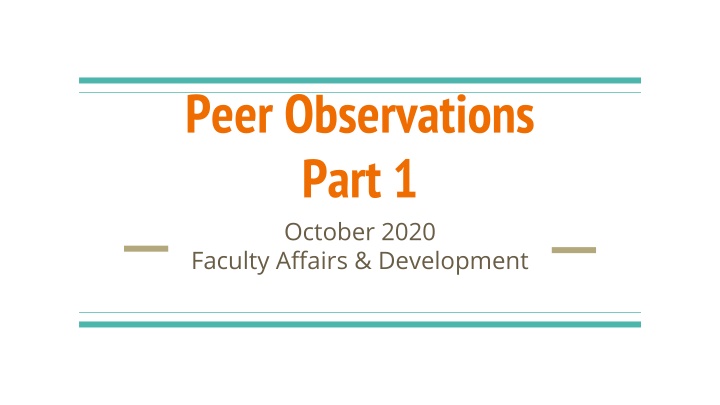 Peer Observations Part 1