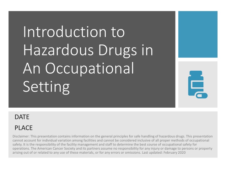 Introduction to  Hazardous Drugs in  An Occupational  Setting