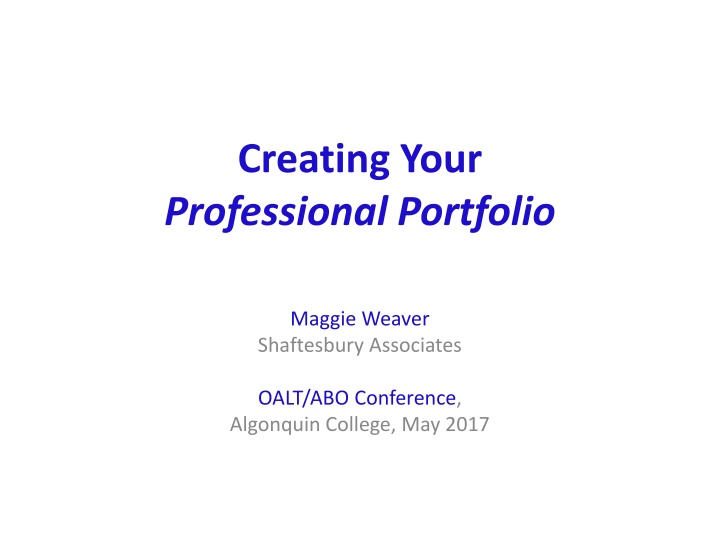 Creating Your Professional Portfolio