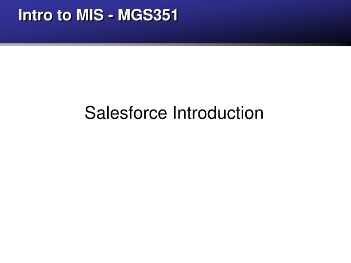 Salesforce Introduction