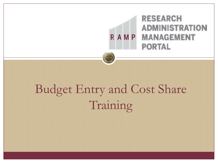 Budget Entry and Cost Share  Training