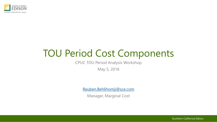 TOU Period Cost Components