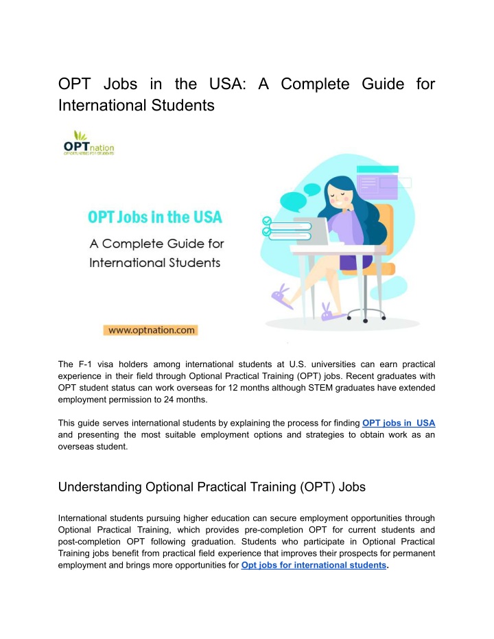opt jobs in the usa a complete guide n.w
