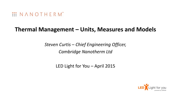 Thermal Management Units, Measures, and Models