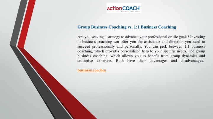 group business coaching vs 1 1 business coaching n.w