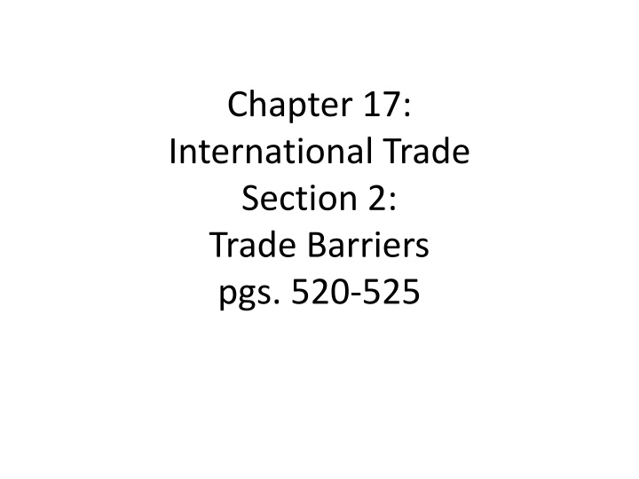 Trade Barriers and Policies