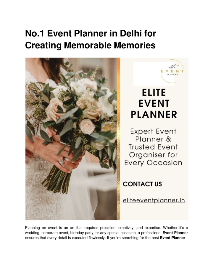 No.1 Event Planner in Delhi for Creating Memorable Memories