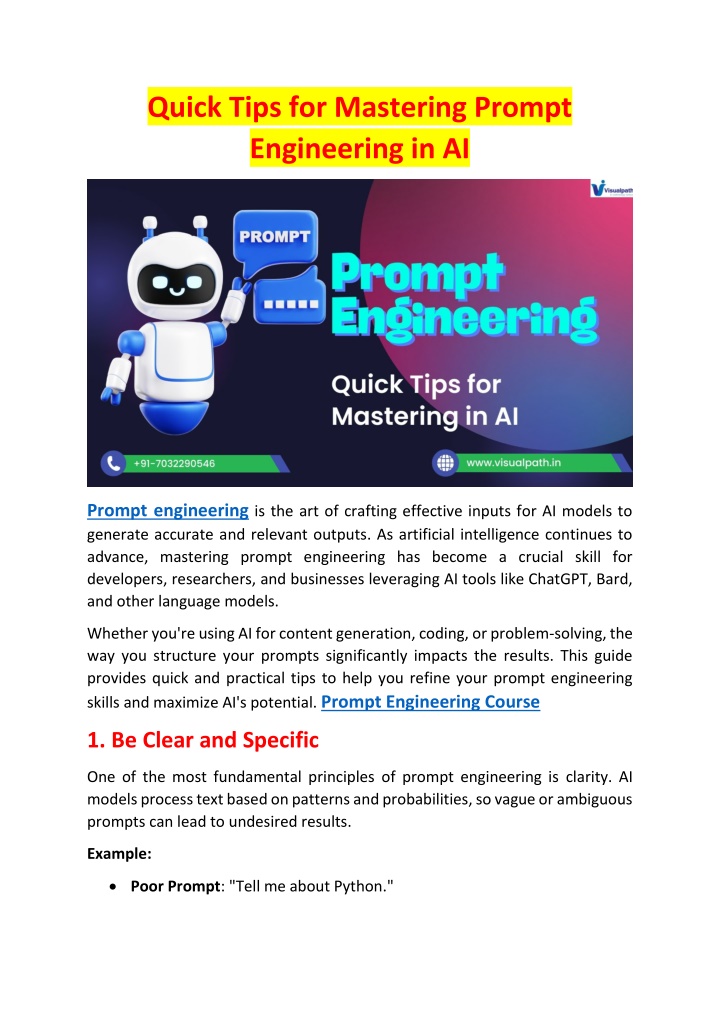 quick tips for mastering prompt engineering in ai n.w
