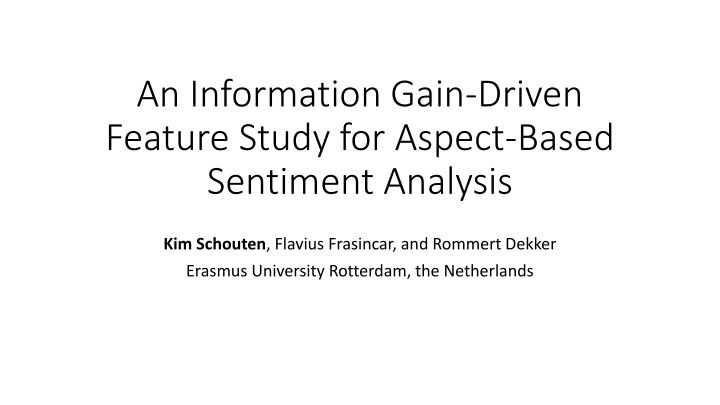 Aspect-Based Sentiment Analysis Study