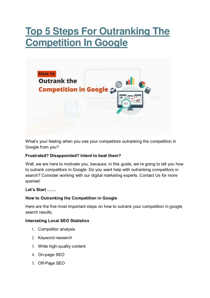 top 5 steps for outranking the competition n.w