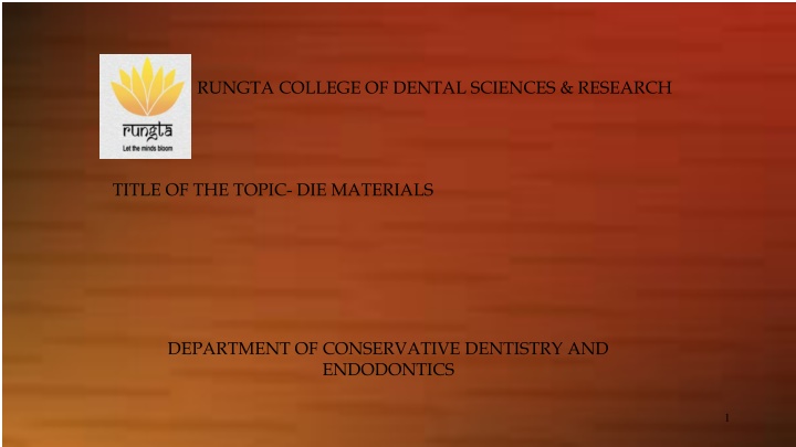Die Materials in Conservative Dentistry
