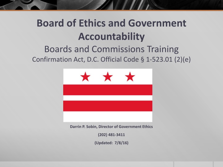 Board of Ethics and Government Accountability: Training and Standards