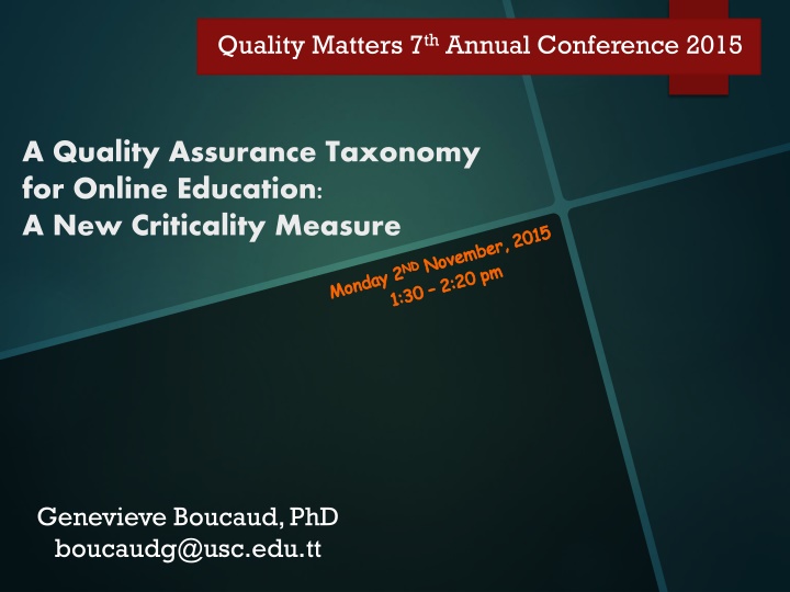 Quality Assurance Taxonomy for Online Education