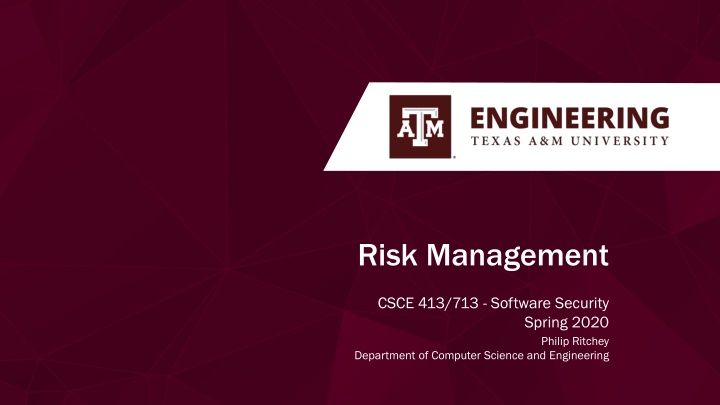 Software Security Risk Management Philosophy