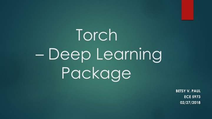 Introduction to Torch Deep Learning Package