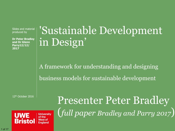 A Framework for Sustainable Business Models